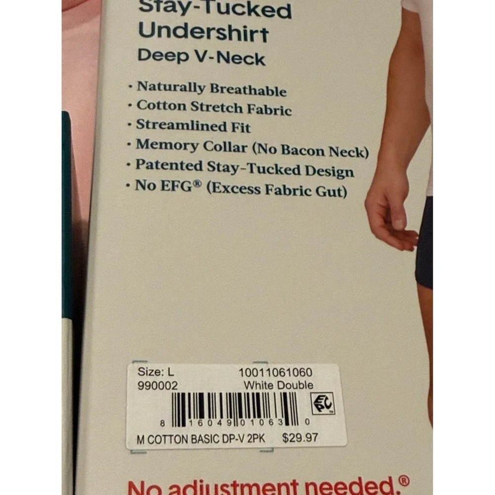Tommy‎ John Cotton Basics Stay-Tucked Undershirt 2-Pack White Size Large NWT